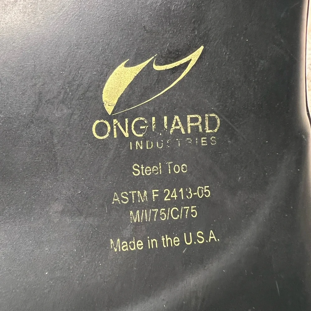 OnGuard Mens Steel Toe Rubber Boots Sz 10 Monarch 6” Black Lace Up Cap Toe USA